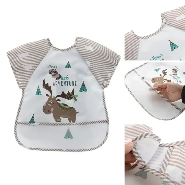 Vêtements de rot imperméables pour garçons et filles de 0 à 3 ans, Smock d'alimentation, tablier d'art sans manches avec dessin animé, Smock Animal, bavoir doux pour bébé – Image 2