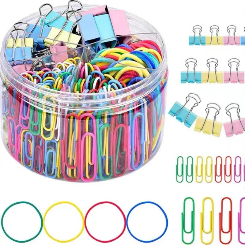Ensemble de trombones de bureau 240 pièces, différentes tailles de trombones, classeurs, élastiques pour fournitures de bureau et scolaires