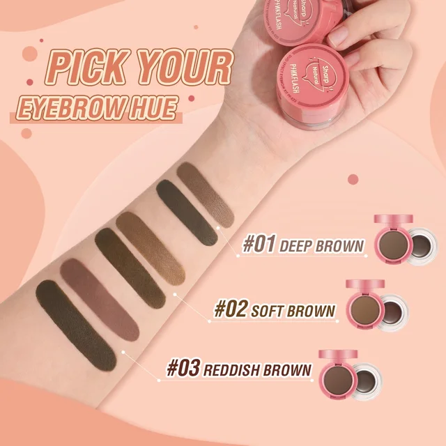 PINKFLASH 2 en 1 Double effet sourcil poudre Gel imperméable à séchage rapide 3D sourcil coiffant crème rehausseur cosmétiques avec brosse – Image 2