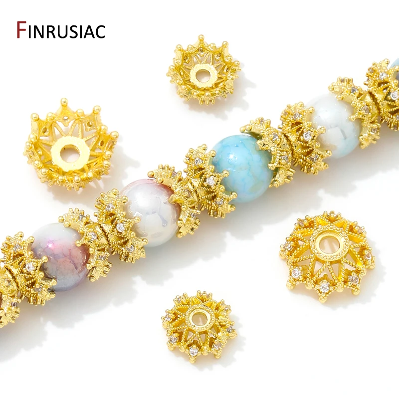 Zunderes-Bouchons de perles en laiton plaqué or 18 carats, incrustés sur des fleurs creuses, bracelets de bricolage, fournitures exécutives de bijoux