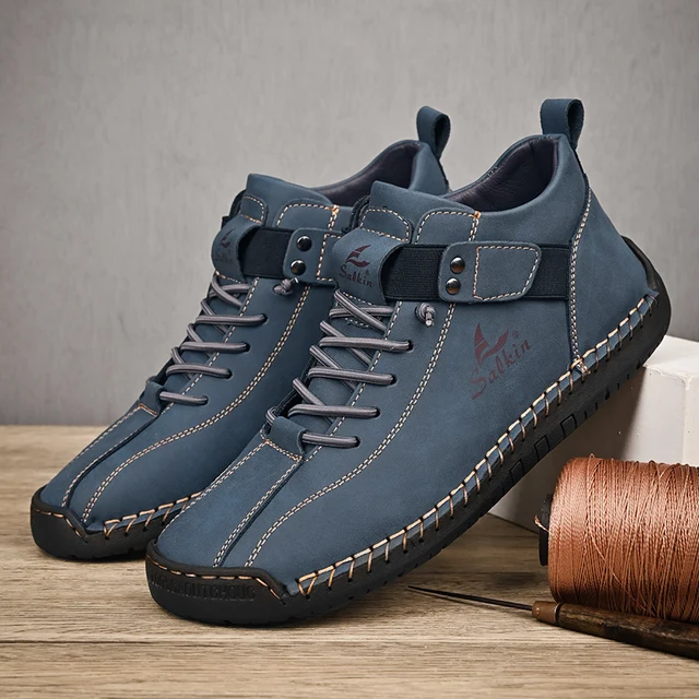 Chaussures en cuir faites à la main pour hommes, baskets Design décontractées, respirantes, bottines d'extérieur, nouvelle collection 2024 – Image 6