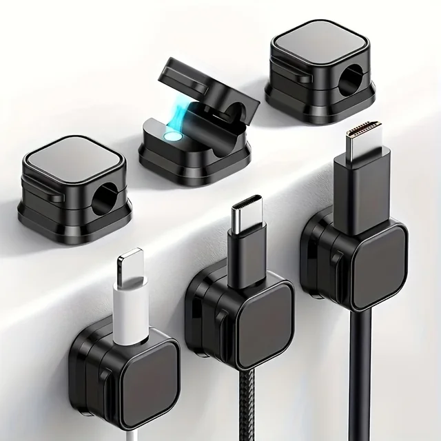 6pcs Magnetic Cable Clips Adjustable Charging Cable Storage Clip for Neat Office Desk, Car and Home Wiring Fixing Storage