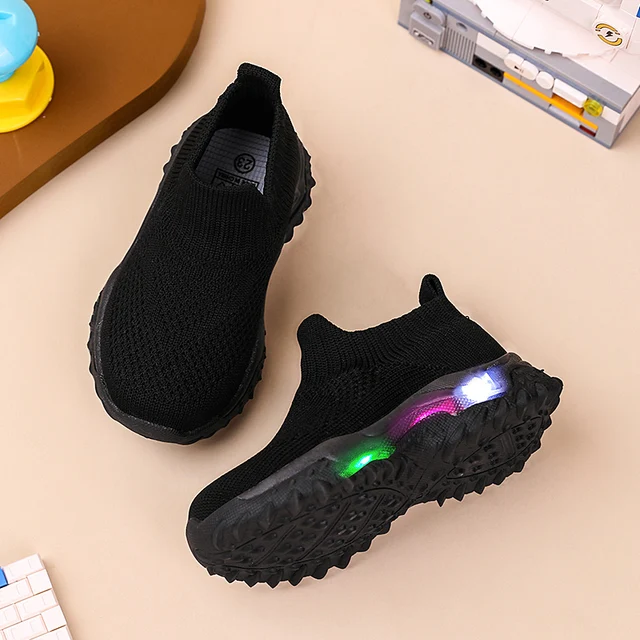 Enfants baskets enfants bébé filles garçons respirant maille Led chaussettes lumineuses Sport course baskets chaussures Sapato Infantil chaussure lumineuse – Image 5