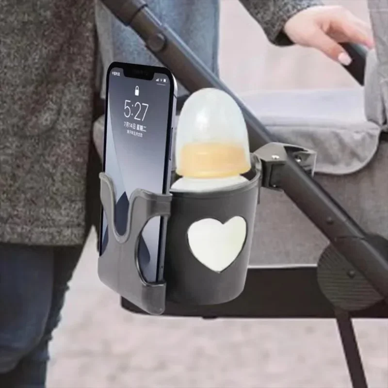 Poussette porte-gobelet support pour téléphone 2-en-1 poussette téléphone porte-bouteille de lait pour landau poussette fauteuil roulant accessoires
