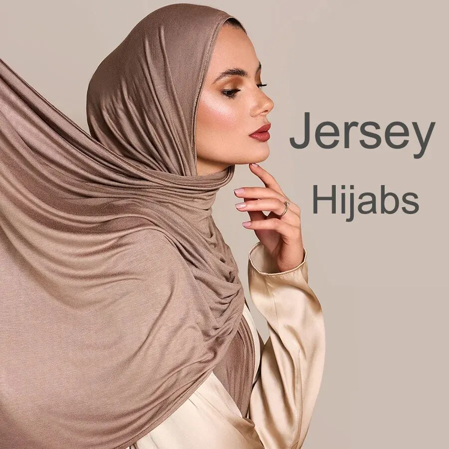 Foulard Hijab en Jersey de coton Modal, Long châle musulman, Turban uni et doux, couvre-chef pour femmes, bandeau africain 170x60cm