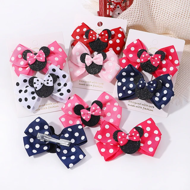 Pinces à cheveux avec nœud à pois pour filles, 2 pièces/ensemble, épingles à cheveux de dessin animé pour tout-petits, accessoires pour cheveux Boutique pour bébé – Image 5