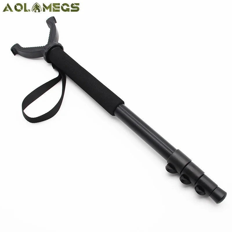 Aluminum Hunting Shooting Accessory V Shaped Rotating Yoke Monopod Telescopic Shooting Stick Hunting Stick with Shoulder Strap