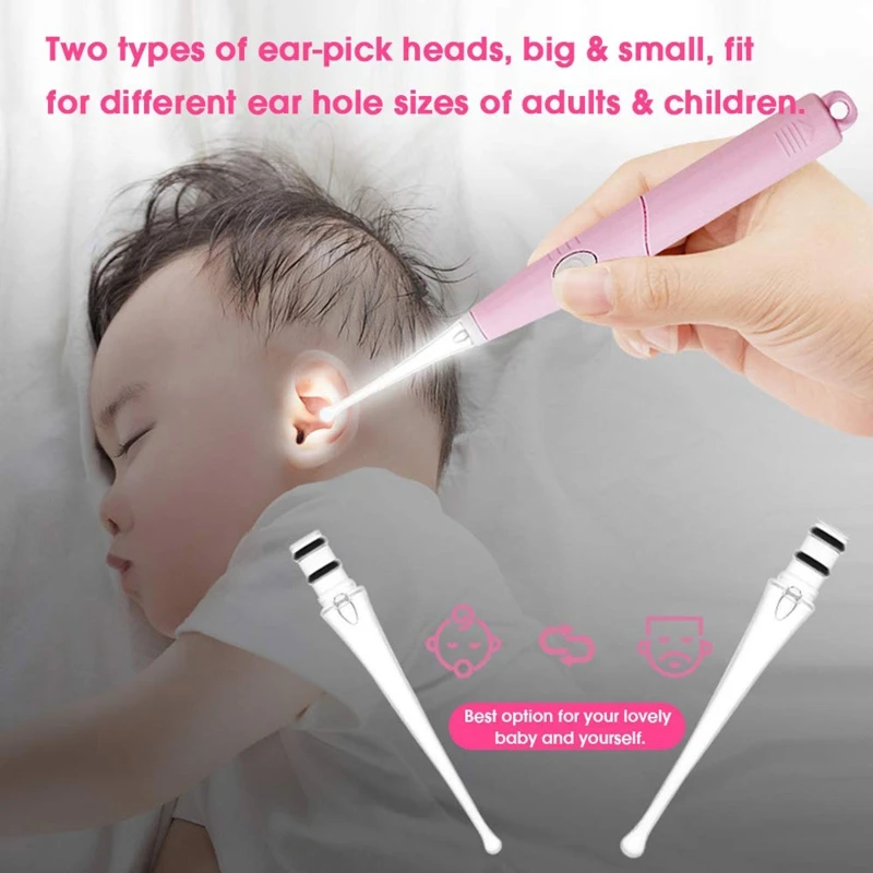 Outil de suppression de cérumen portable pour adultes et enfants, outil de livres d'oreille indolore, lumière LED, nettoyeur de cérumen, avertissement, sécurité