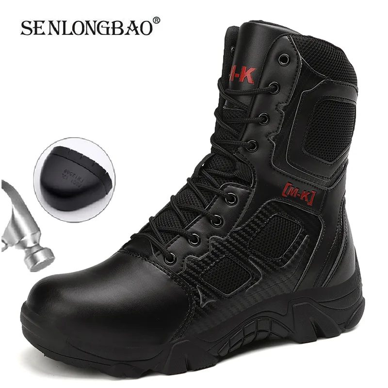 Chaussures de sécurité imperméables pour l'extérieur, bottes de sécurité avec embout en acier pour hommes, bottes de travail Anti-écrasement à bout en acier, taille 47