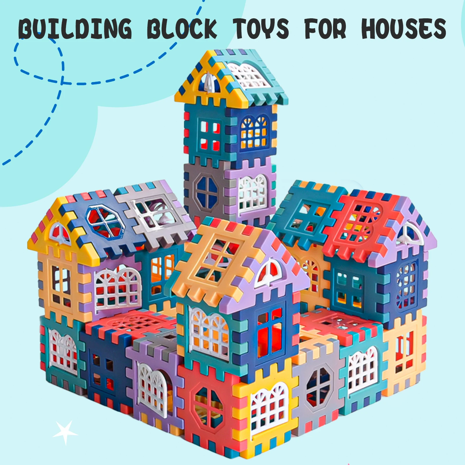 Conception de fenêtre de simulation de bloc de construction de maison à grande échelle, construction de maternelle, création de grande maison pour garçons et filles