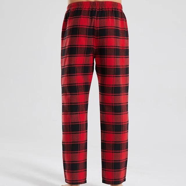 Fashion Casual Checked Red Tartan Pajama Pants Soft Comfortable Elastic Waistband New Men's Checkered Sleepwear Home Lounge Pant – Image 2