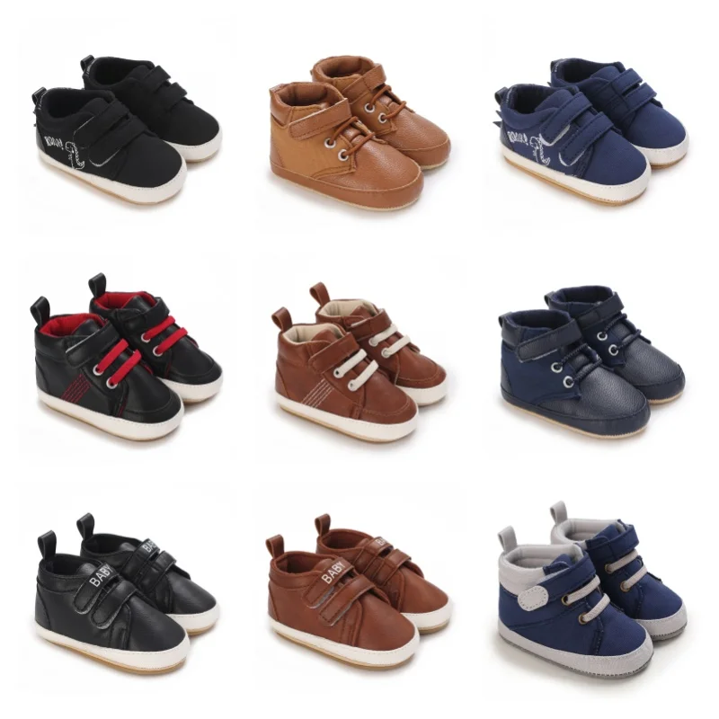 Chaussures de sport montantes en PU à semelle souple pour bébés, chaussures de marche confortables et décontractées pour hommes, automne