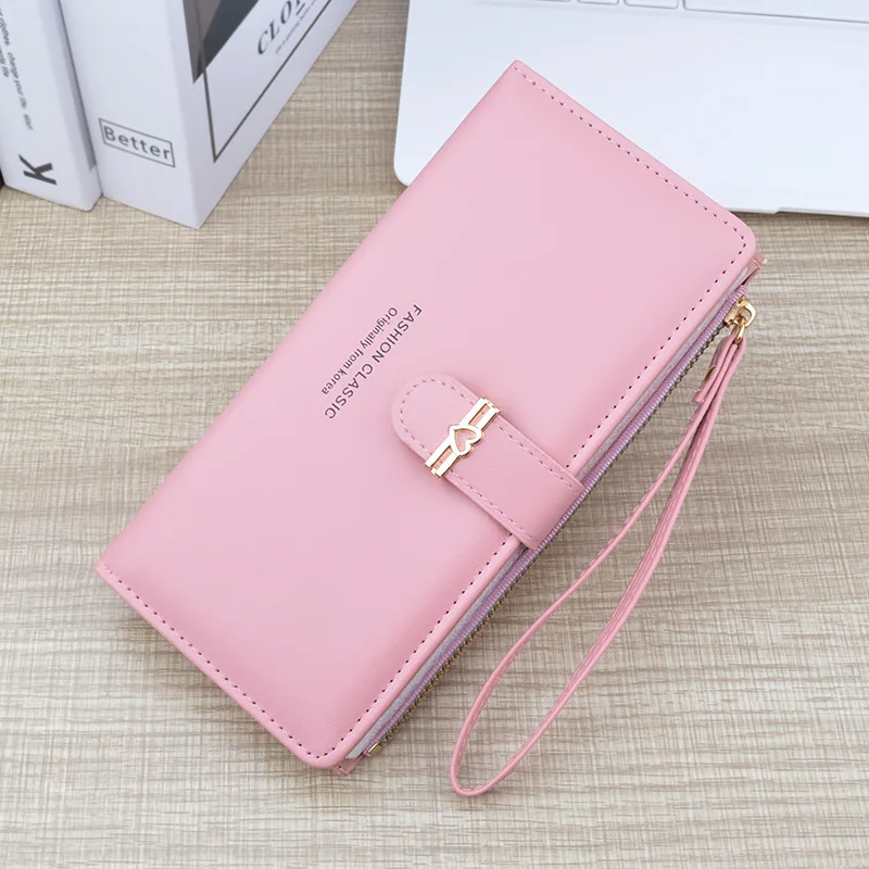 Sac à main en cuir souple pour femme, portefeuille long, multi-cartes, sac à cartes, clip à fermeture éclair, mode simple, changement de clip, nouveau