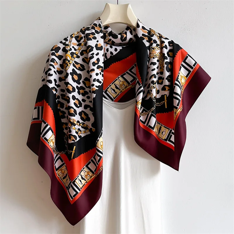 Foulard de plage pour femmes, 90x90cm, design populaire, carré, écharpe de sauna, mode quatre saisons, châle imprimé léopard, protection solaire, injHijab Wraps