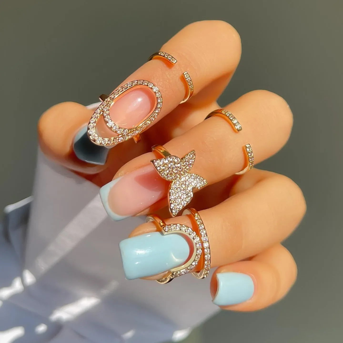 Anneaux d'ongles fins en métal gothique pour femmes et filles, couverture de protection du bout des doigts en cristal quotidien, accessoires de bijoux pour femmes