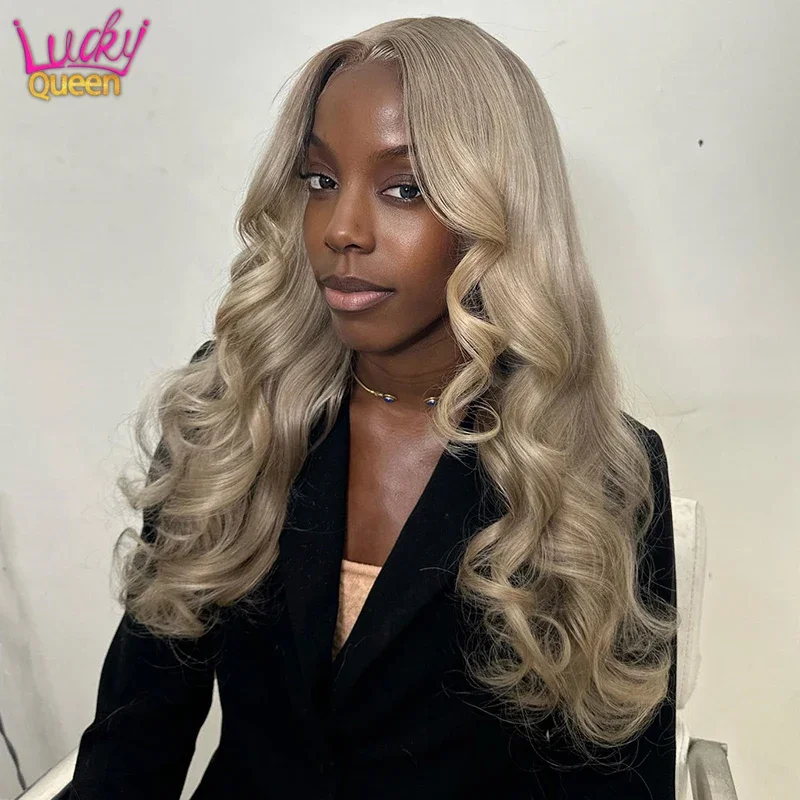 Perruque Lace Front Wig Body Wave naturelle, cheveux humains, gris, blond cendré, HD, 13x4, 13x6, pre-plucked, 5x5, avec Closure, pour femmes