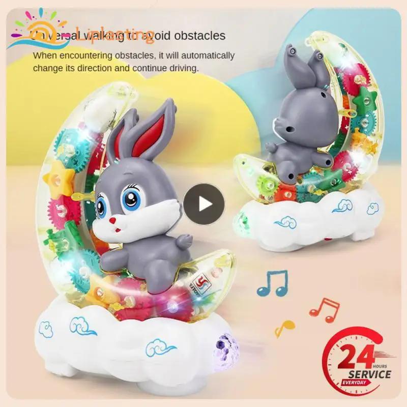 Jouet électronique transparent pour animal de compagnie, compagnon de jeu coule pour enfants, lapin lunaire, voiture, jouets pour bébé
