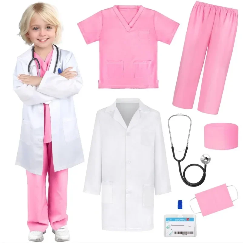Children's Men's and Women's Retro Dance Clothes, Children's White Coat, and Small Doctor's Surgical Clothes. Cosplay Costumes