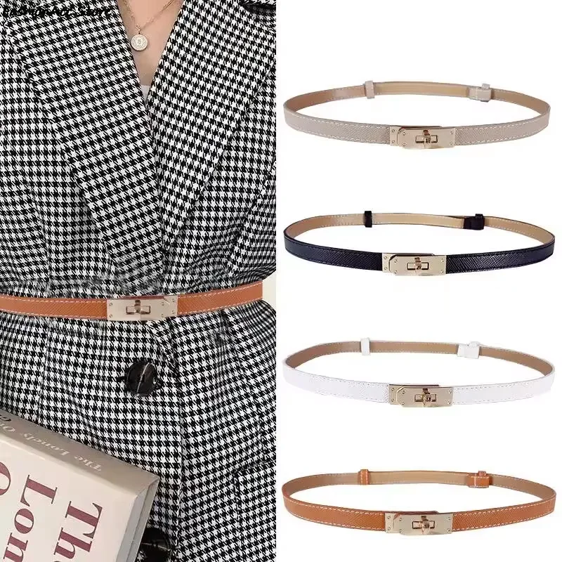 Ceinture fine réglable en cuir PU pour femme, corset coréen, structure en métal, luxe, noir, blanc, femme, designer, mode