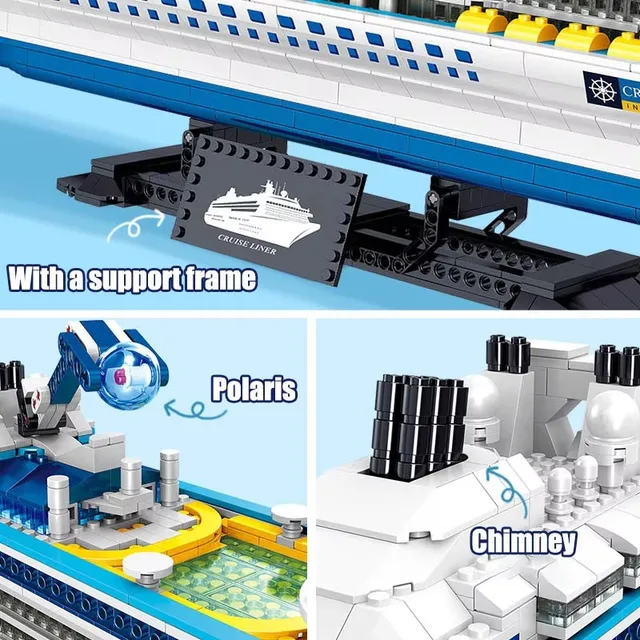 ParemployBricks importer décennie ks Set pour enfants, Mini, Big Sunshine, Ocean Cruise Liner, White Boat Toys, City, 2428PCs, Livraison gratuite – Image 4