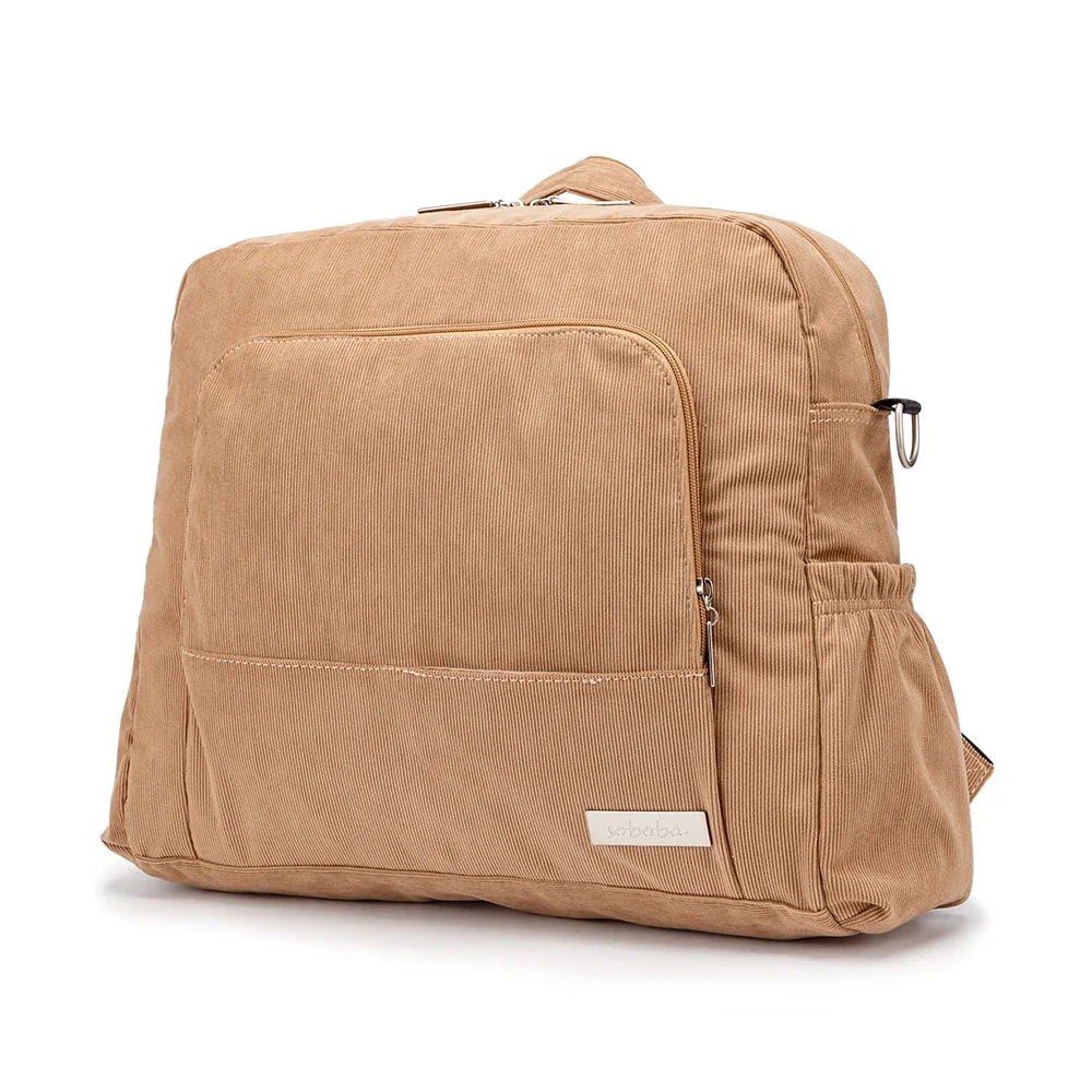 Soboba-Sac à dos à langer de grande capacité pour la colonne vertébrale, avec tissu en velours côtelé doux et questionDesign