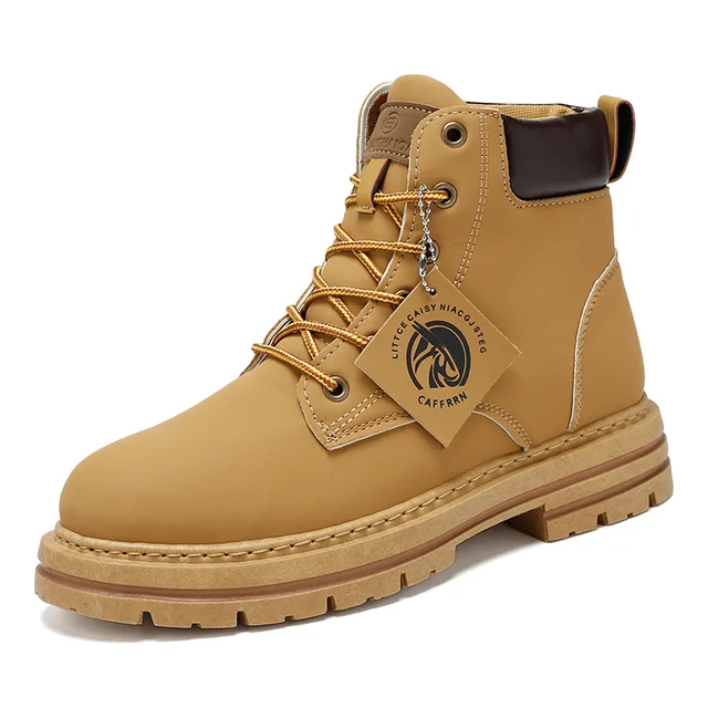 Men's Boots Lace Up 2024 Winter New High Top Leisure All-match Men's Casual Boots Non-slip Trend Rubber Men Flat Boots – Image 6