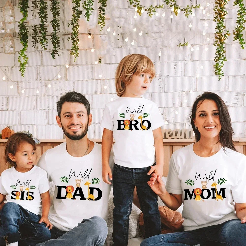 T-shirt animaux du zoo assressentipour la famille, vêtements Interface One pour enfants, tenue de fête d'anniversaire pour garçons et filles
