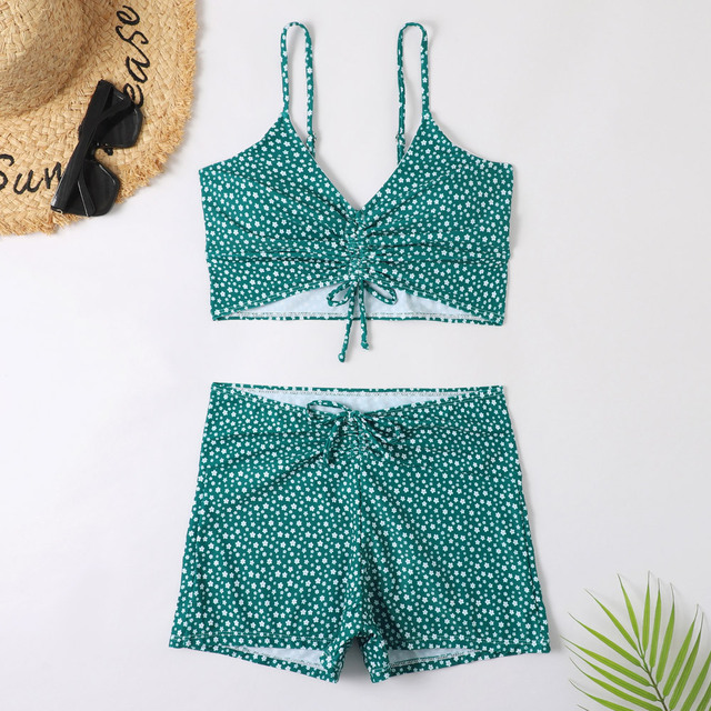 Maillot de bain imprimé floral, taille haute, soutien-gorge push up, bikini, boxer, pour femmes, vêtements de plage, 2023 – Image 4