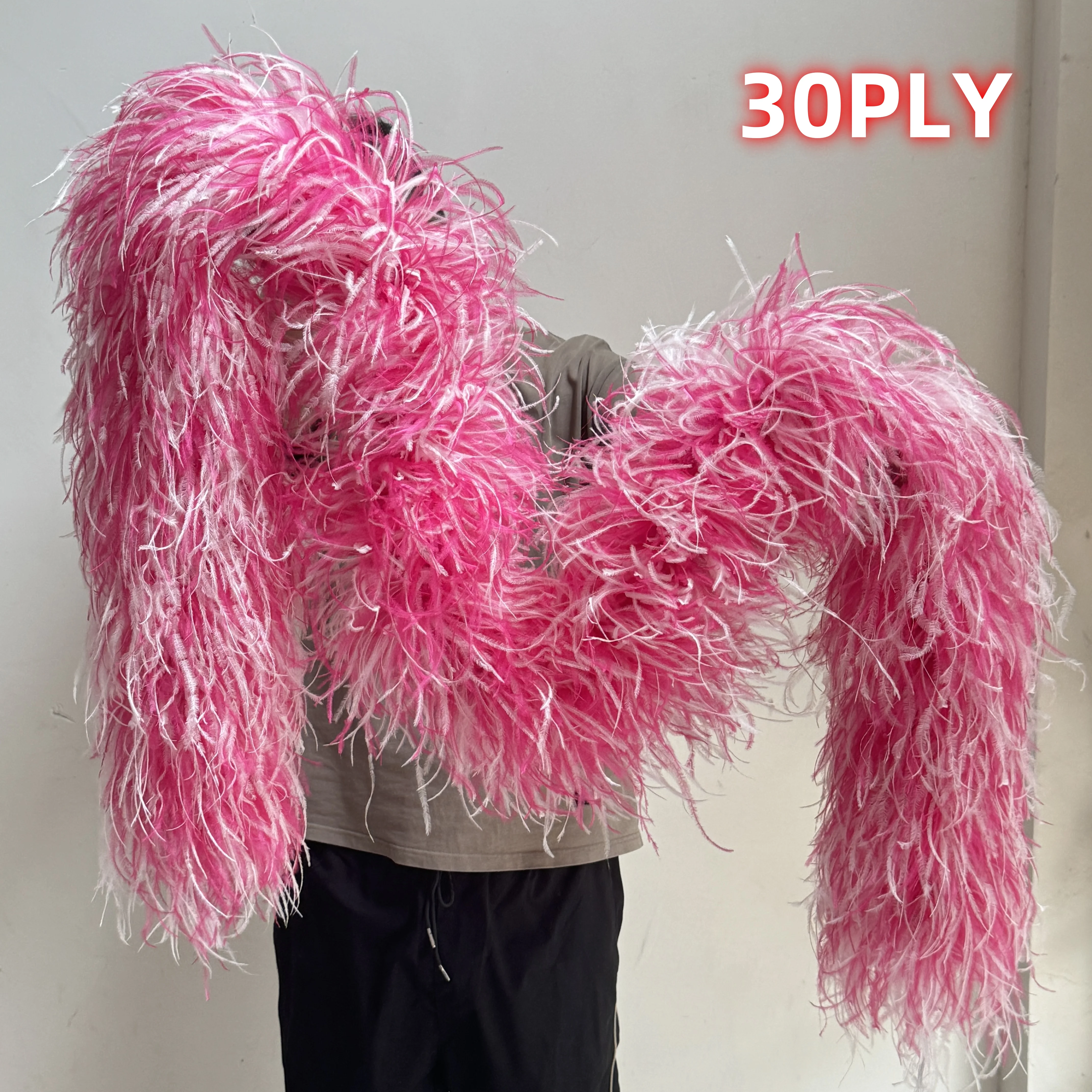Plumes d'autruche multicolores à 30 plis, garnitures Boa, couture pour robe de mariée, Plumes colorées, écharpe de fête, châle, décor de Costume