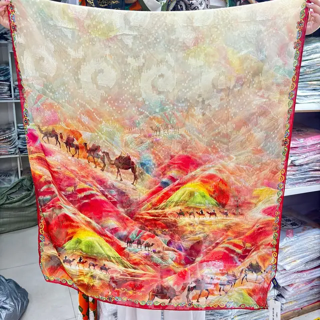 Écharpe de marque de luxe pour femmes, châle de fête, écharpes imprimées populaires, hijab de qualité, crème solaire de plage, printemps et été – Image 4
