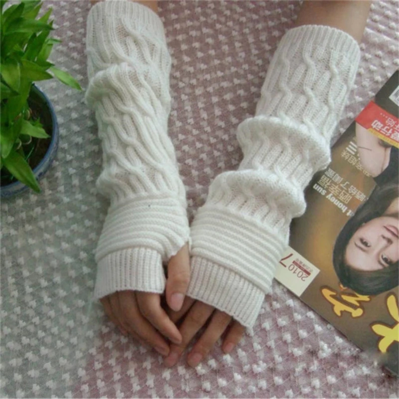 Gants longs tricotés pour femmes gants d'hiver brodés chauds gants sans doigts pour femmes fille Guantes Invierno Mujer Luvas