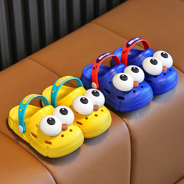 Sandales d'été à grands yeux pour enfants de 0 à 4 ans, pantoufles antidérapantes à semelle souple, chaussures de jardin d'extérieur pour bébés garçons et filles, nouvelle collection – Image 6