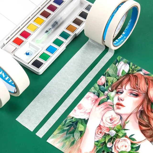 10mm-48mm Paper Fixation Masking Tape for Artist Sketch Watercolor Drawing Oil Painting School Supplie 13M Sticky Traceless Tape – Image 6