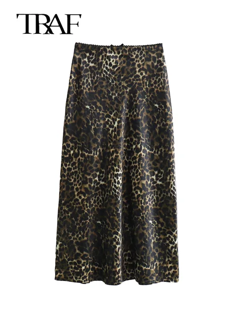 Femmes Vintage Chic léopard jupe 2024 nouvelle mode printemps été vacances femmes jupe femmes fermeture éclair longue jupe droite – Image 4