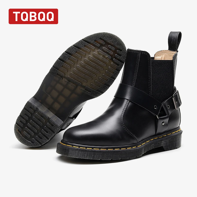 Bottes de luxe en cuir véritable pour femmes, chaussures Chelsea de qualité supérieure, chaussures de moto de styliste