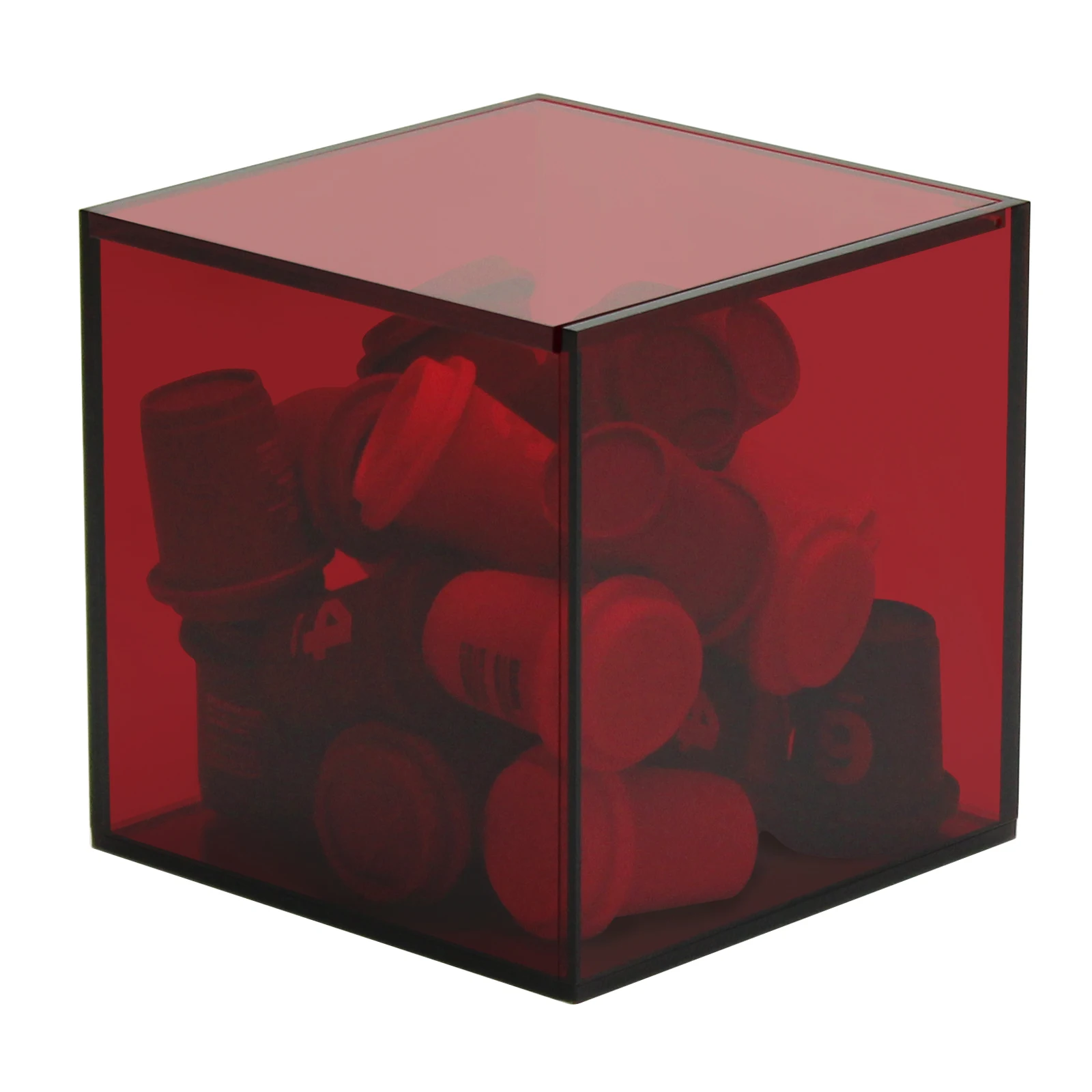 Coffee Capsule Storage Box Coffee Pod Holder Organizers Accessories Clear Handmade Acrylic Box for House and Office Use (Red)