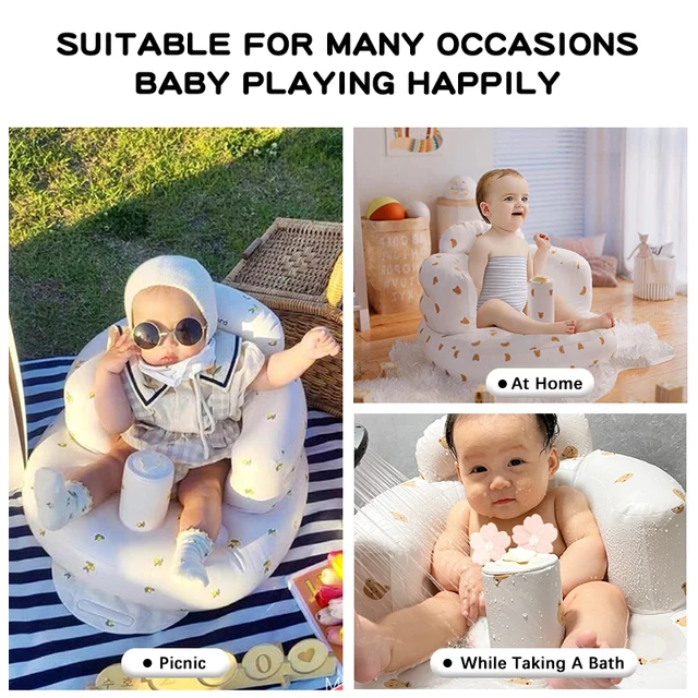 Canapé gonflable brillant pour bébé, chaises de bain portables bouffantes pour enfants, siège multifonctionnel en PVC, tabouret de bain pour pratique assise – Image 5