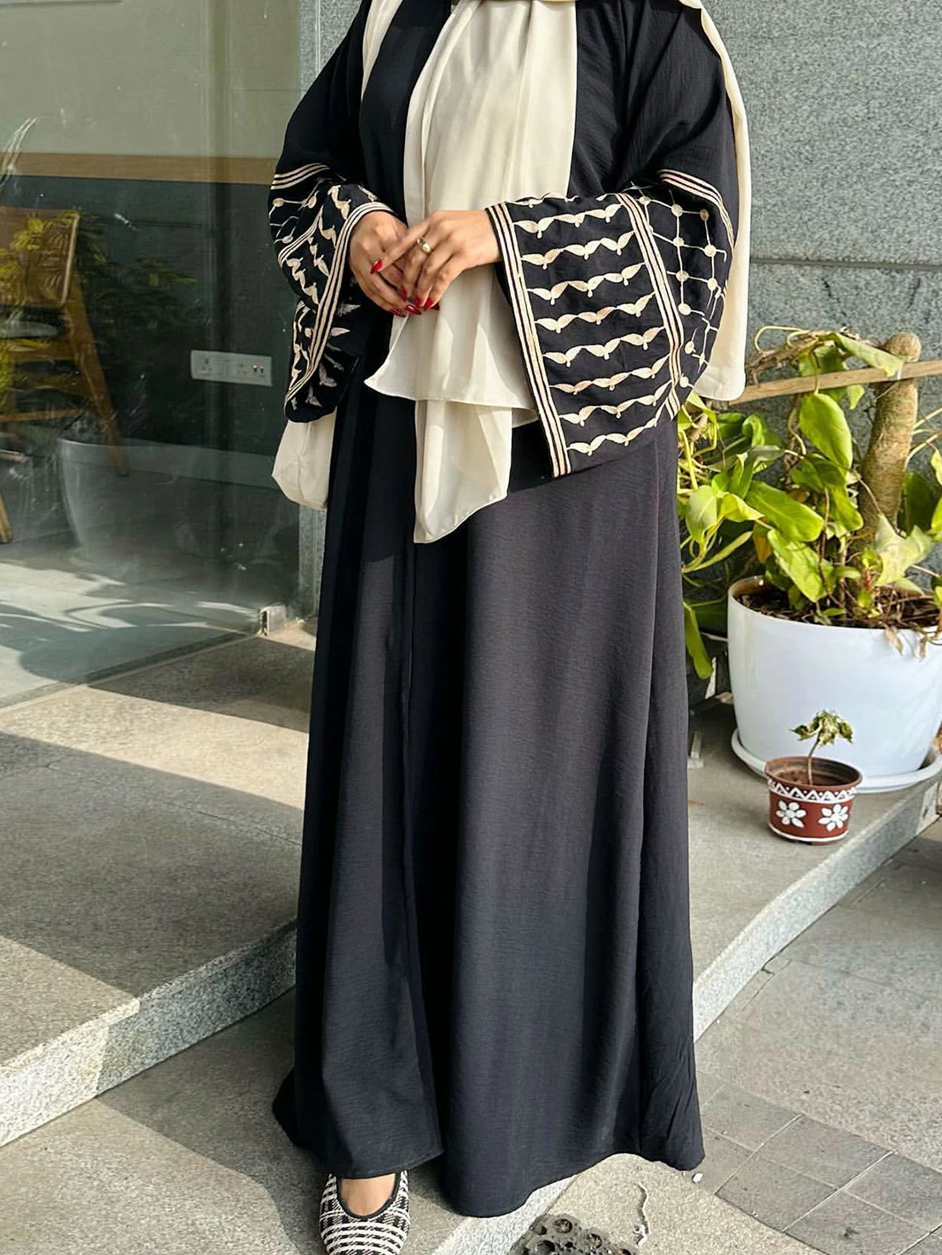 Abaya à Manches sulfpour Femme Musulmane, Vêtement Modeste, Broderie Ouverte, Kaftan, Kimono, Manteau