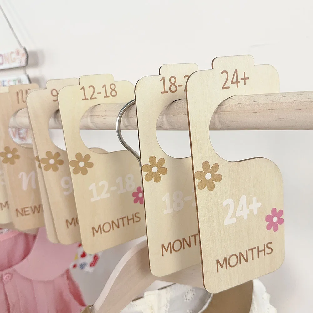 Cintres Synchronisés en Bois pour Bébé, Organisateurs de Taille, Décorations de Chambre de Fille, Petit Pétale, Cadeau de Douche, 8 Pièces