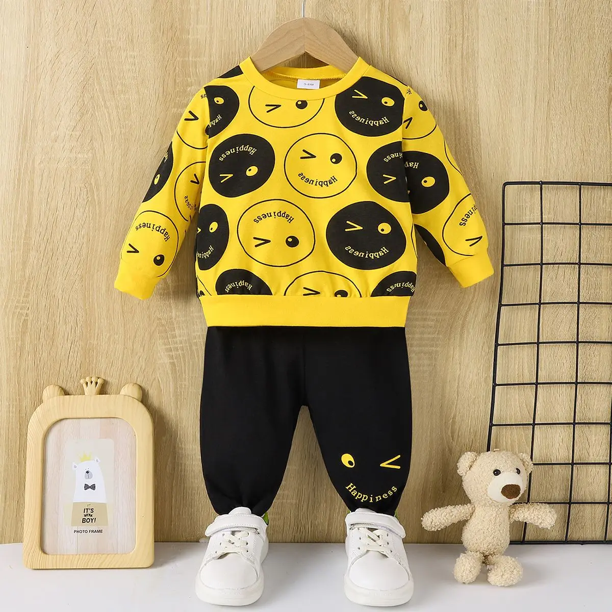 Ensembles de sweat-shirts décontractés pour bébés garçons, chemise à manches longues et col rond + pantalons, survêtements pour bébés et nouveau-nés