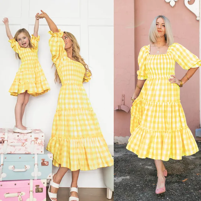 Robes assorties pour mère et fille, tenues de famille, mode florale, look de famille, été – Image 3