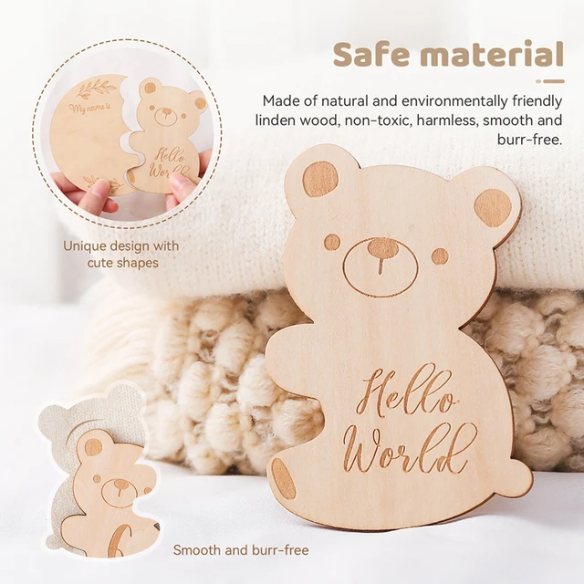 Carte Mois ATA Lestone en Bois pour Nouveau-né, Accessoire de Photographie de Dessin Animé HDPBear, Accessoires de Décoration, Cadeau Souvenir de Croissance de Bébé, 1 Ensemble – Image 4