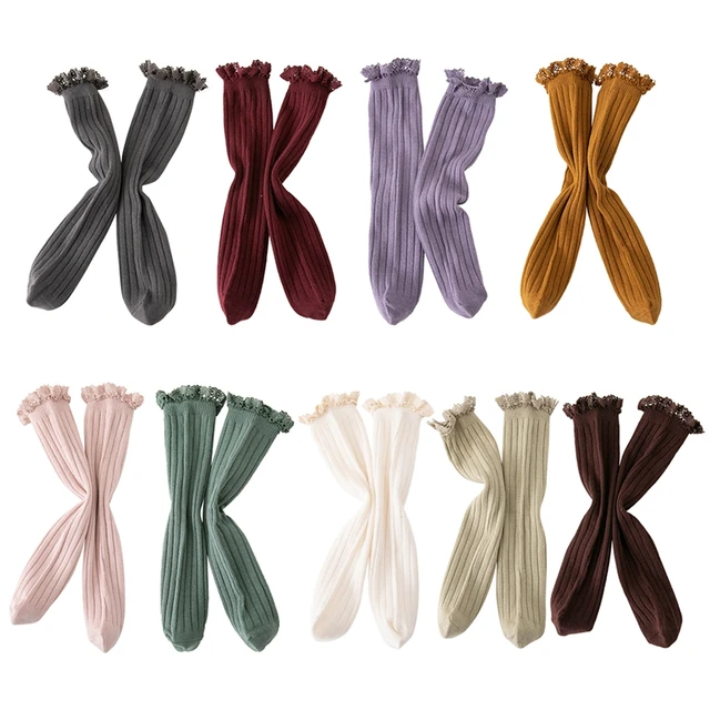 Chaussettes longues à volants en coton pour filles, printemps, été, bonbons, document, princesse, pys, genou haut, bébé, vêtements pour enfants, 1-12 ans – Image 3