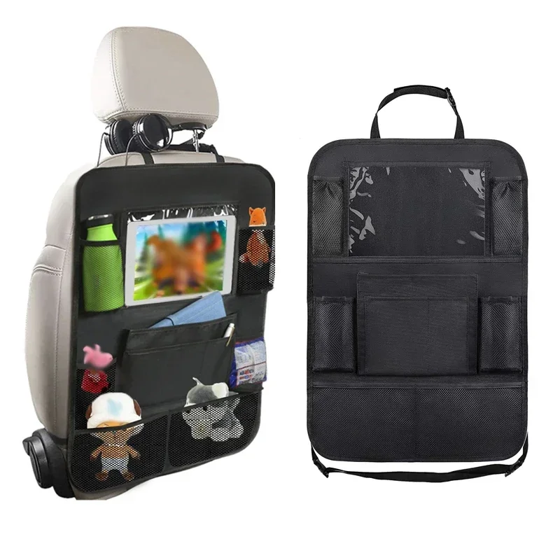 Accessoires de voiture pour bébé, garniture de rangement de siège de voiture pour enfant, couverture arrière anti-coup de pied, sac de rangement pour écran tactile, coussin de siège de voiture