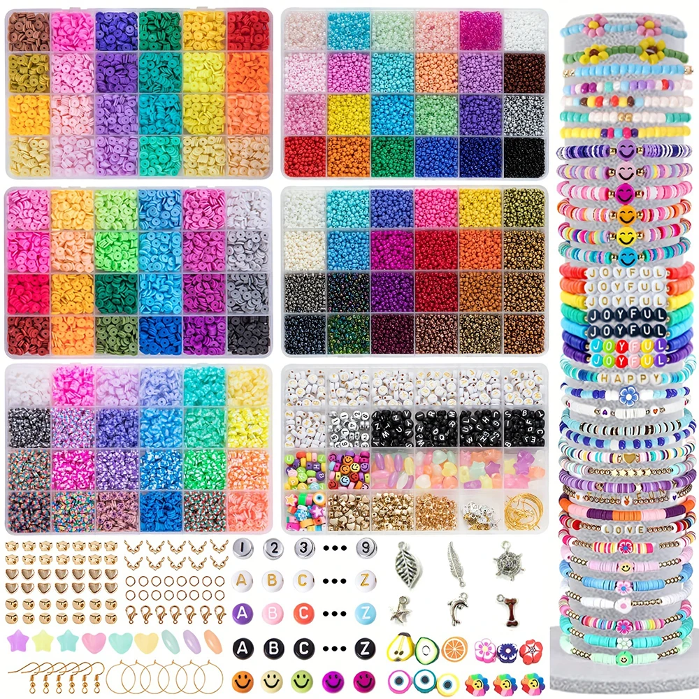 Pièces de poterie de 72 couleurs et 48 couleurs, variétés de verre, perles pour la fabrication de bijoux, bricolage, Bracelet, collier, boucles d'oreilles faits à la main