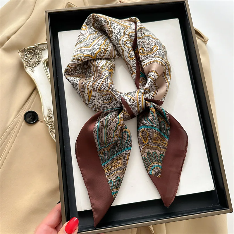 Foulard Carré Rétro pour Femme, 70x70cm, Bandeau de Cheveux, Bandeau de Sauna, Ruban, Hijab pour Fille