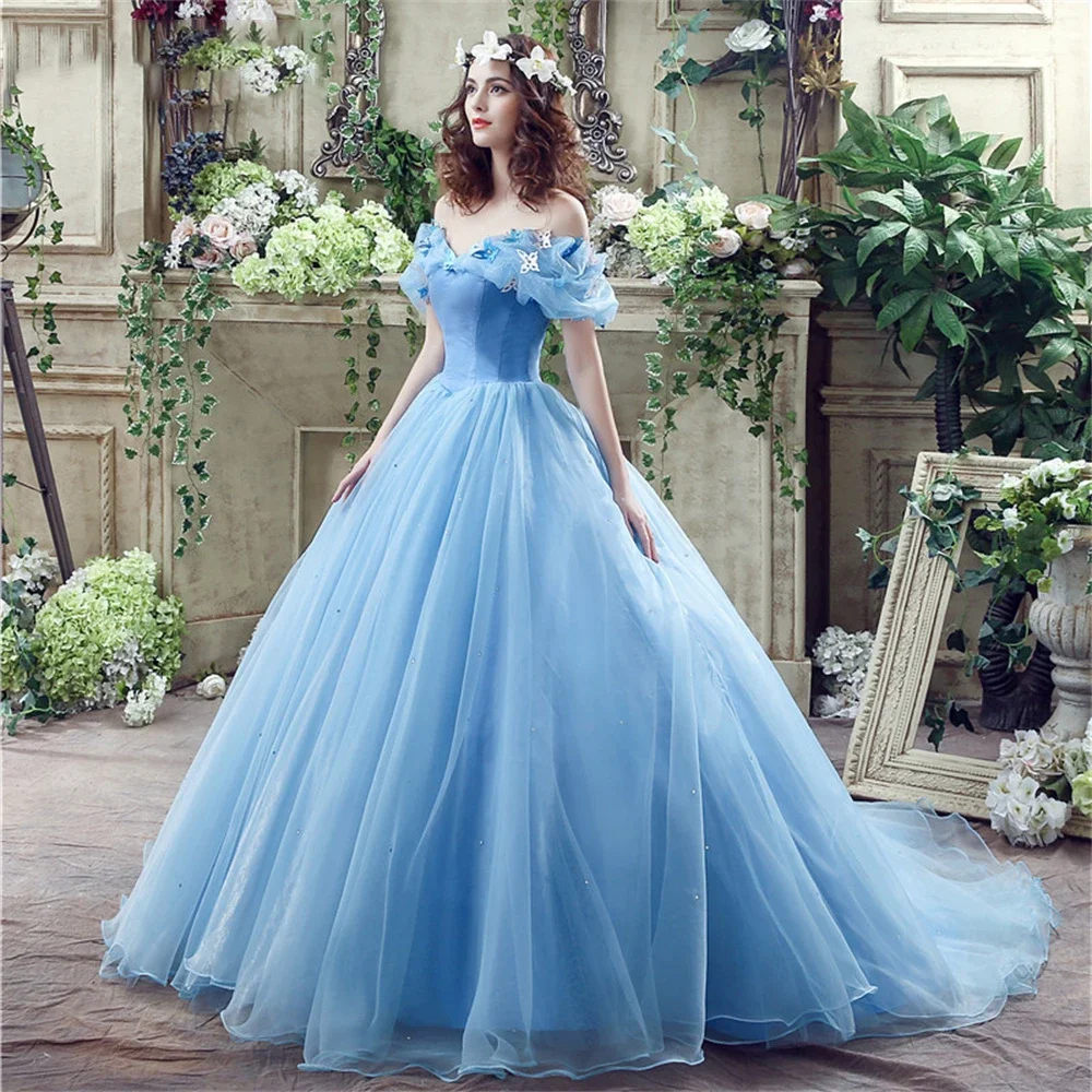 Robe de Rhbleue princesse Cendrillon Cosplay, robe de Rhlongue, robe de Rhen organza, robe de soirée