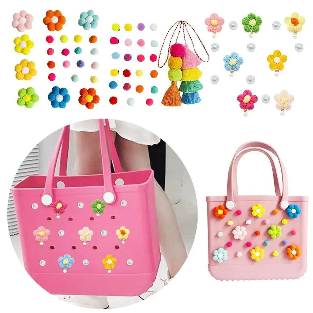 Breloques pompons pour sac à main pour femme, accessoires de sac Bogg, décoration de sac de plage en caoutchouc