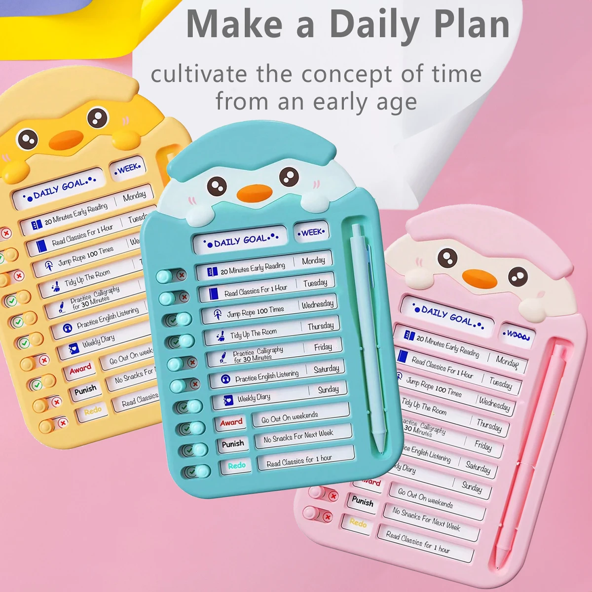1 PC Self-discipline clock card, children's schedule, make a daily plan, time management for kids boys girls