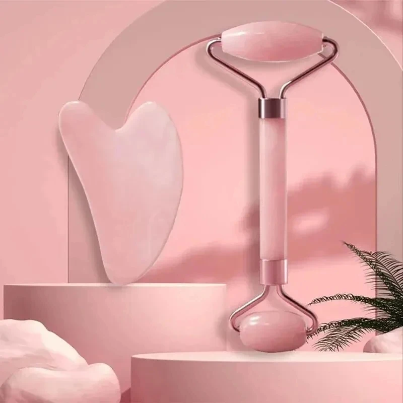 Masseur de visage et de cou, rouleau en résine, grattage de beauté, bâton de Massage à Double extrémité pour débloquer et détendre, Jade cristal Non rose